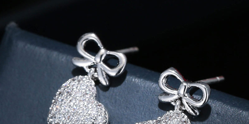 Lovely Silver Color Heart Shape Decorated Earrings,Stud Earrings