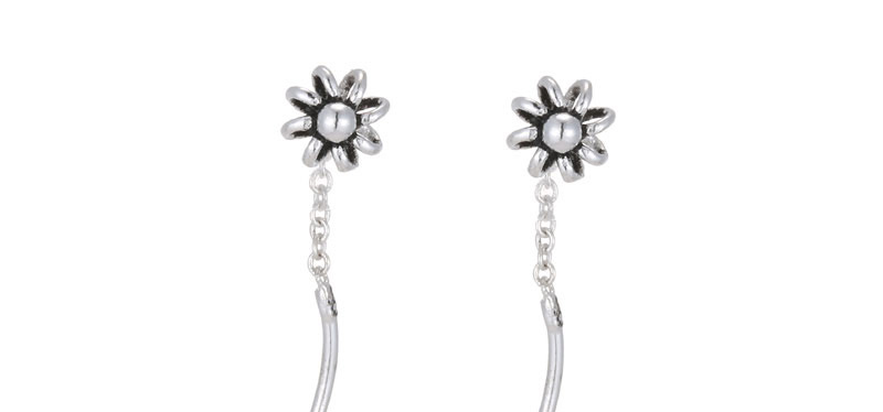 Lovely Silver Color Flower Shape Decorated Earrings,Drop Earrings