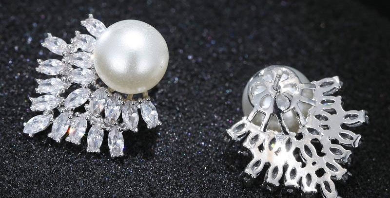 Lovely Silver Color Round Shape Decorated Earrings,Stud Earrings