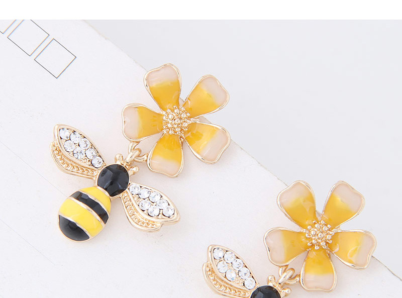 Fashion Yellow Bee&flower Shape Decorated Earrings,Stud Earrings