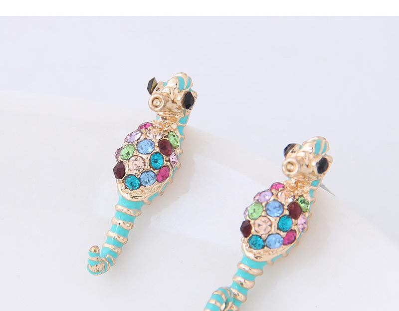 Fashion Black+gold Color Hippocampus Shape Decorated Earrings,Stud Earrings