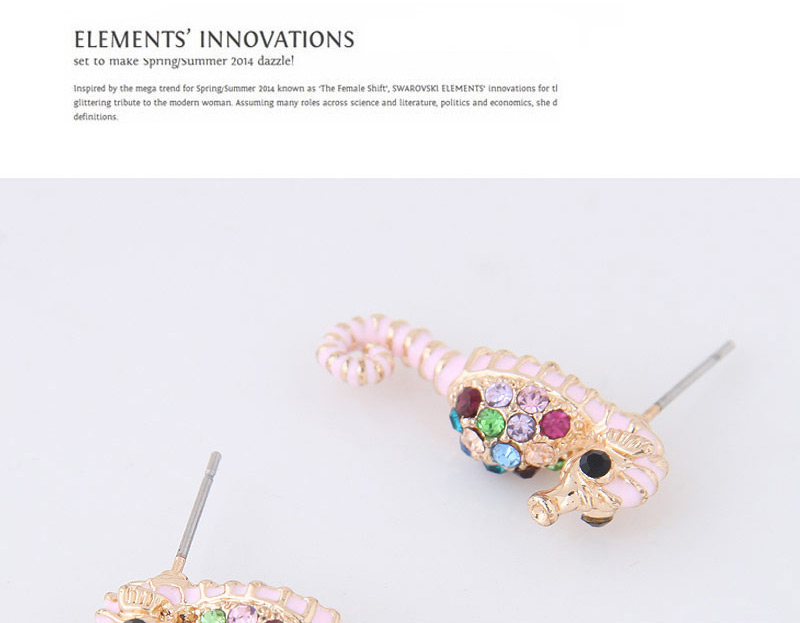 Fashion Light Blue+gold Color Hippocampus Shape Decorated Earrings,Stud Earrings