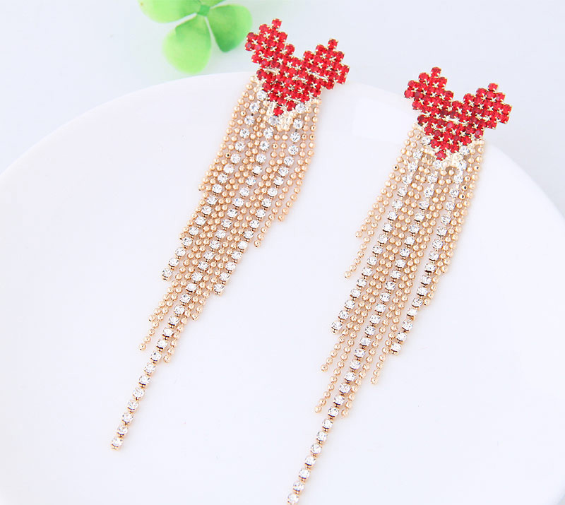 Fashion Silver Color+red Heart Shape Decorated Earrings,Drop Earrings
