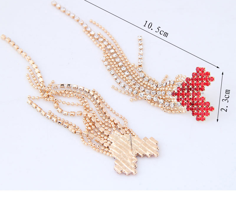 Fashion Gold Color+red Heart Shape Decorated Earrings,Drop Earrings