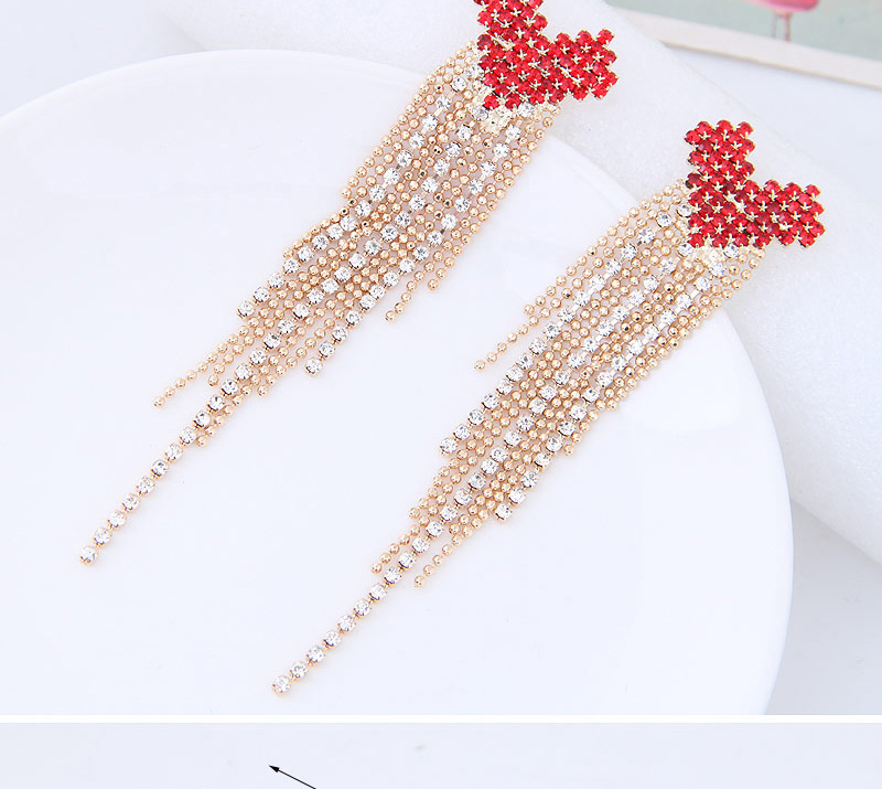 Fashion Gold Color+red Heart Shape Decorated Earrings,Drop Earrings
