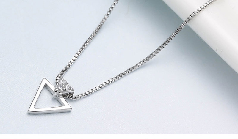 Fashion Silver Color Triangle Shape Decorated Necklace,Pendants