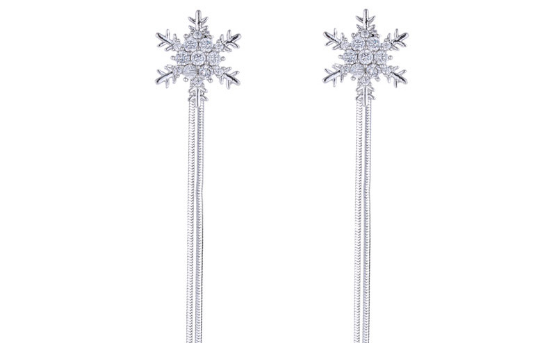 Fashion Silver Color Snowflower Shape Decorated Earrings,Drop Earrings