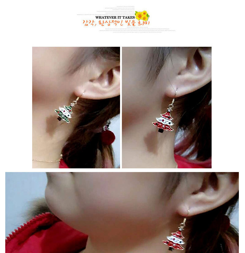 Fashion Red Christmas Tree Shape Decorated Earrings  Alloy,Drop Earrings