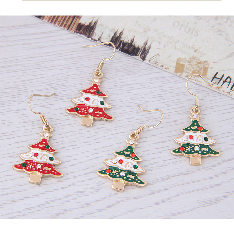 Fashion Green Christmas Tree Shape Decorated Earrings  Alloy,Drop Earrings