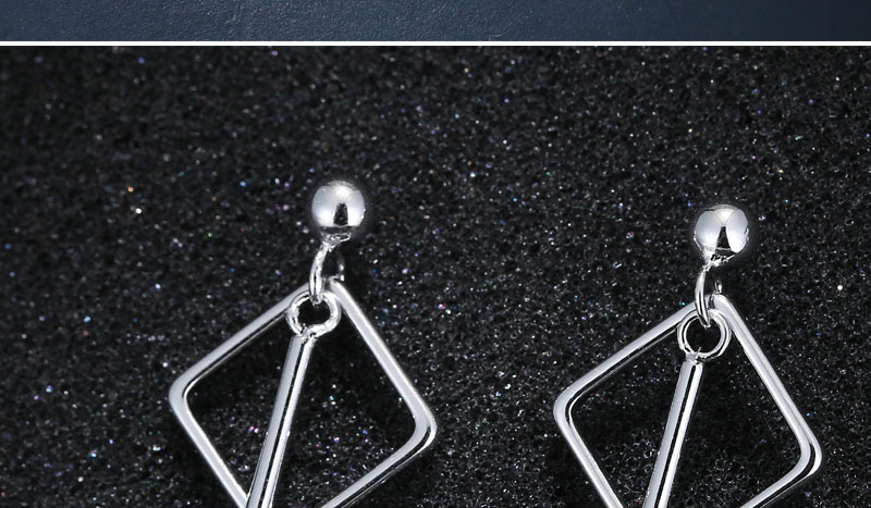 Fashion Silver Color Square Shape Decorated Pure Color Earrings,Drop Earrings
