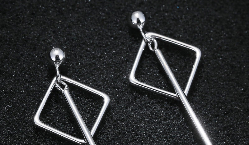 Fashion Silver Color Square Shape Decorated Pure Color Earrings,Drop Earrings