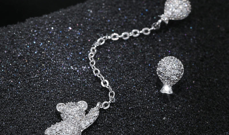 Fashion Silver Color Bear Pendant Decorated Asymmetric Earrings,Drop Earrings