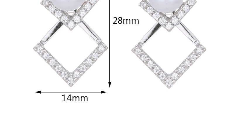 Fashion Silver Color Pearls Decorated Square Shape Earrings,Stud Earrings