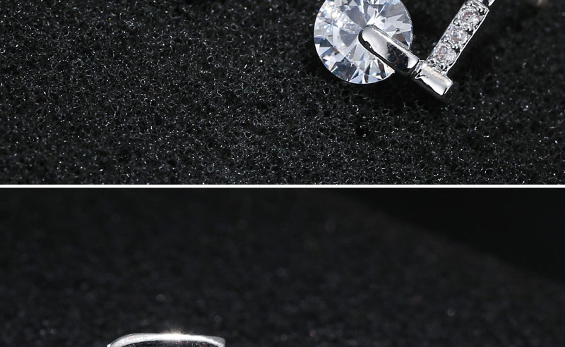 Fashion Silver Color Diamond Decorated D Shape Earrings,Stud Earrings