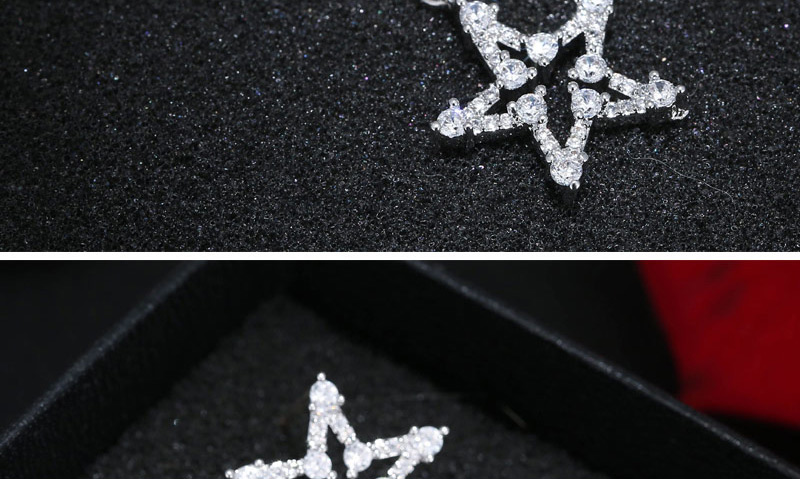 Fashion Silver Color Star Shape Decorated Asymmetric Earrings,Drop Earrings