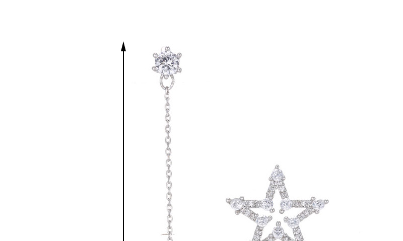 Fashion Silver Color Star Shape Decorated Asymmetric Earrings,Drop Earrings