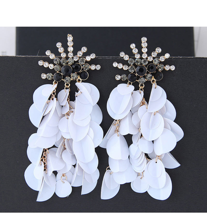 Fashion Black+white Sequins&diamond Decorated Earrrings,Drop Earrings