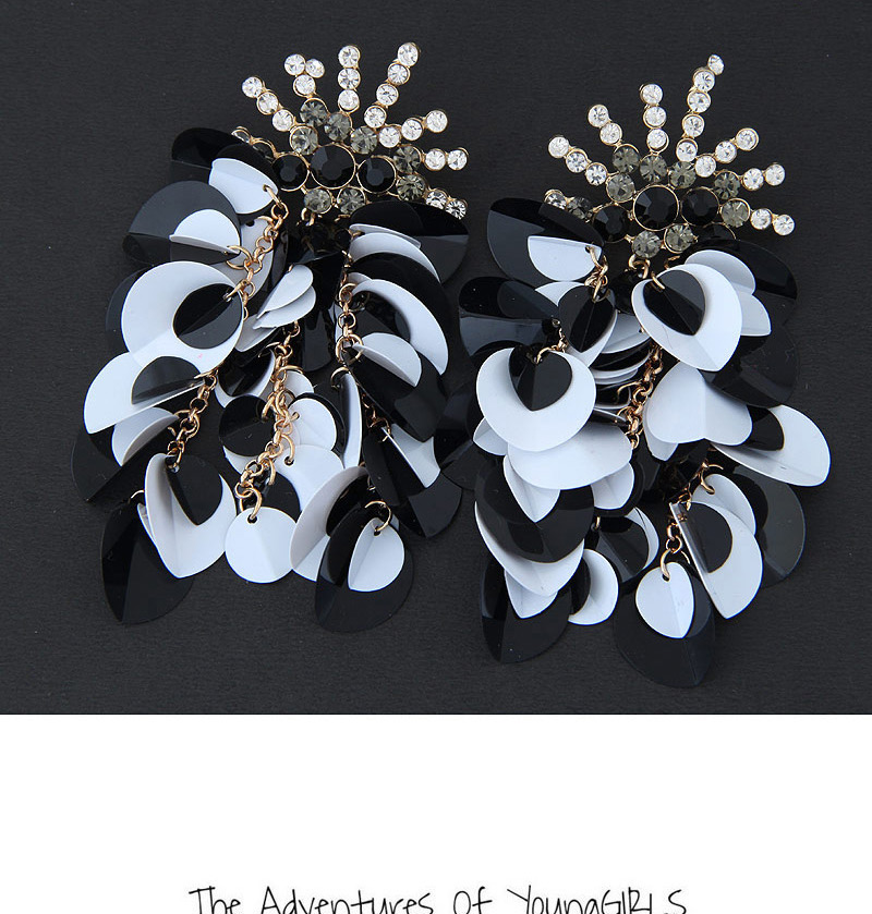 Fashion Black+white Sequins&diamond Decorated Earrrings,Drop Earrings