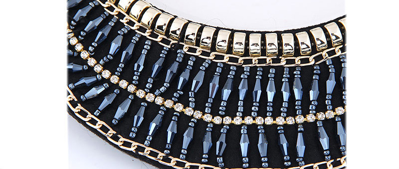 Trendy Light Blue Diamond Decorated Collar Necklace,Pendants