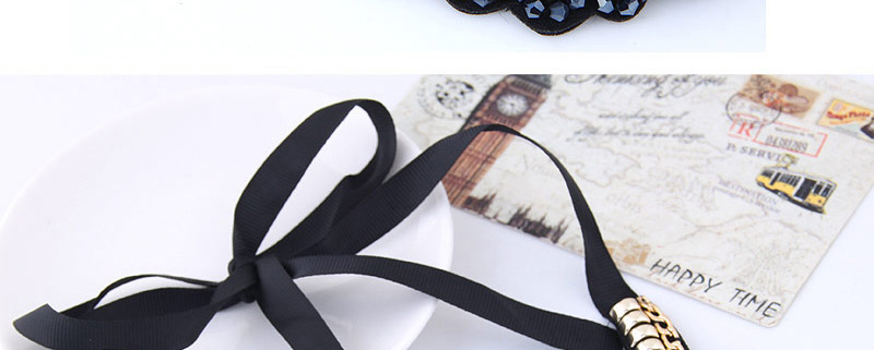 Trendy Dark Blue Pure Color Decorated Collar Necklace,Bib Necklaces