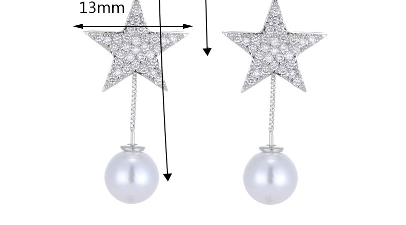 Sweet Silver Color Stars&pearls Decorated Long Earrings,Drop Earrings