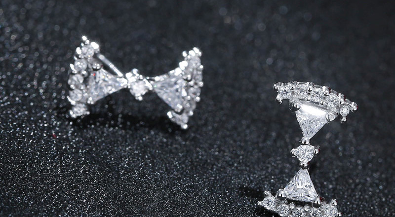 Sweet Silver Color Bowknot Shape Decorated Pure Color Earrings,Stud Earrings
