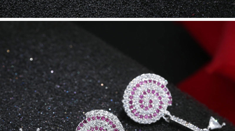 Sweet Plum Red Bowknot Decorated Lollipop Shape Earrings,Stud Earrings