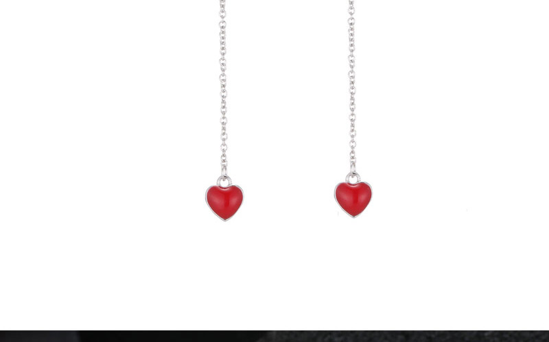 Sweet Red Heart Shape Decorated Long Earrings,Drop Earrings