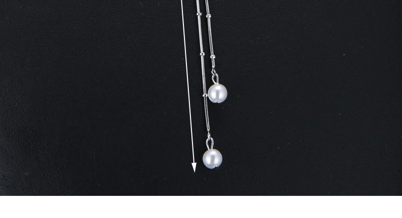 Sweet Silver Color Pearls Decorated Asymmetric Tassel Earrings,Drop Earrings