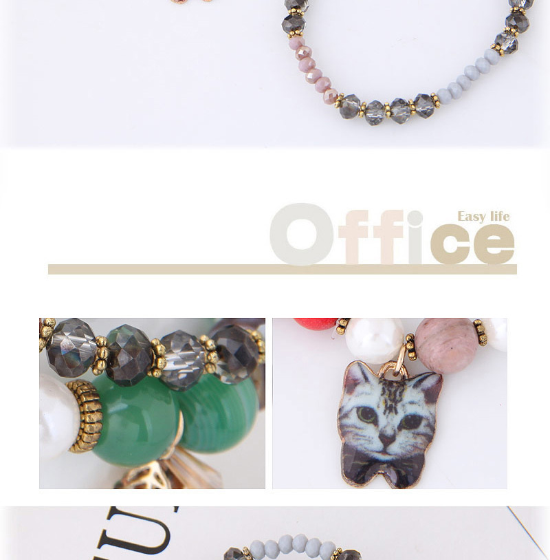 Elegant Olive Cat&leaf Decorated Double Layer Bracelet,Fashion Bracelets