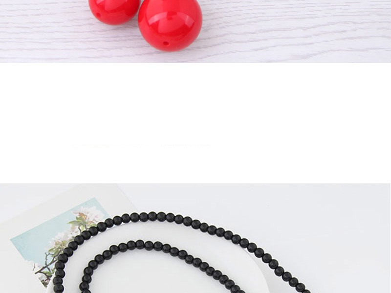 Fashion Red+black Cherry Pendant Decorated Long Necklace,Beaded Necklaces