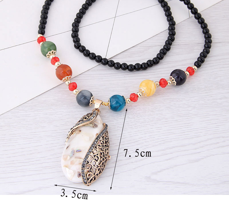 Fashion Yellow Water Drop Shape Pendant Decorated Necklace,Beaded Necklaces