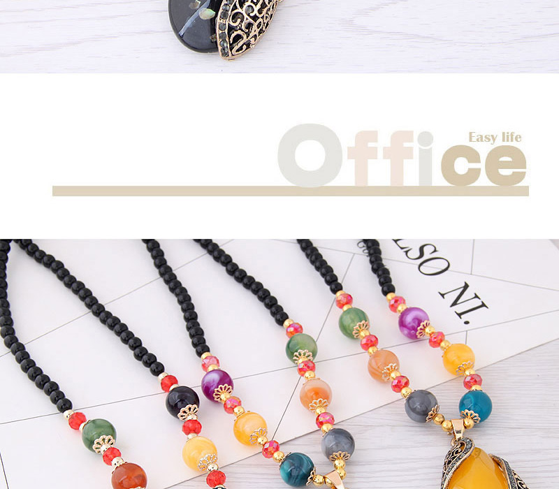 Fashion Gray Water Drop Shape Pendant Decorated Necklace,Beaded Necklaces