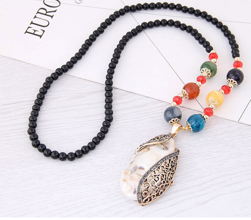 Fashion White Water Drop Shape Pendant Decorated Necklace,Beaded Necklaces