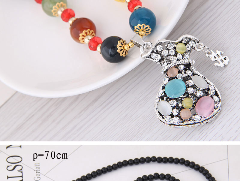 Fashion Multi-color Gourd Pendant Decorated Long Necklace,Beaded Necklaces