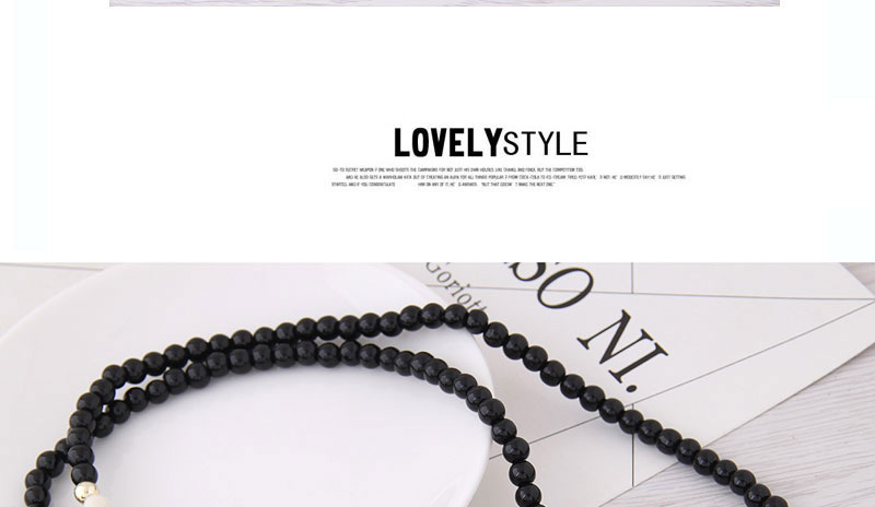 Fashion Black Triangle Shape Decorated Long Necklace,Beaded Necklaces