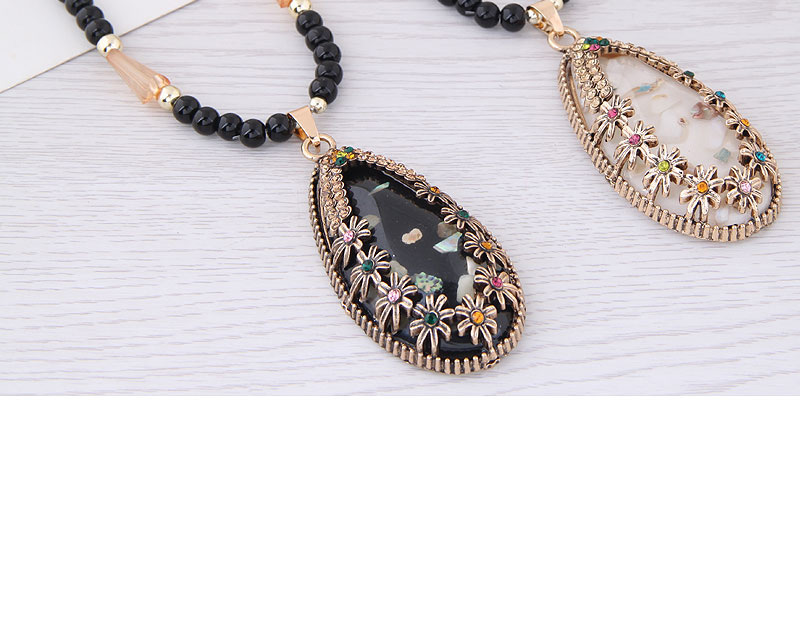 Fashion Black Shell Pendant Decorated Long Necklace,Beaded Necklaces