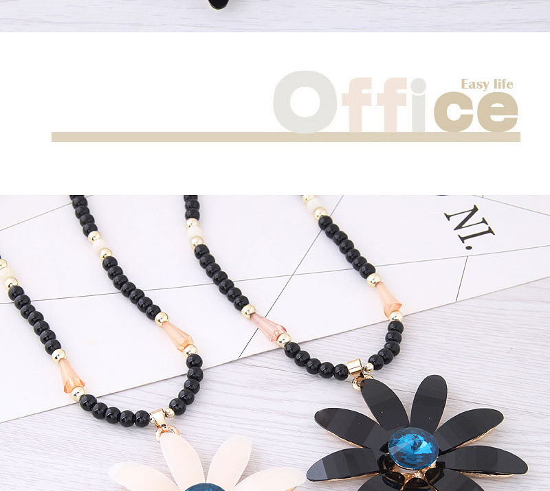 Fashion White+blue Flower Pendant Decorated Long Necklace,Beaded Necklaces
