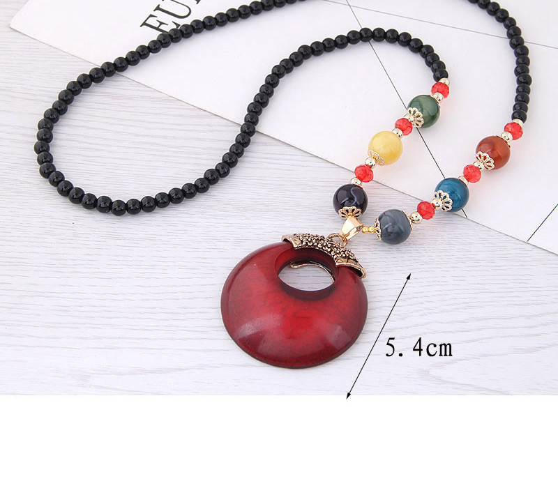 Fashion Red Hollow Out Round Shape Decorated Necklace,Beaded Necklaces