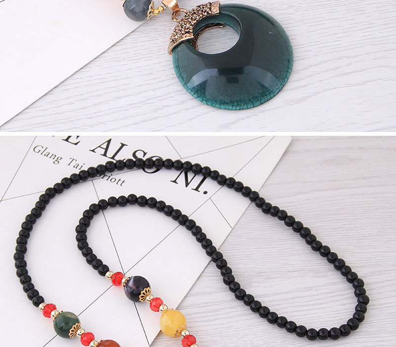 Fashion Dark Green Hollow Out Round Shape Decorated Necklace,Beaded Necklaces