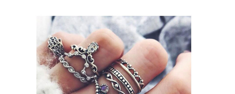 Fashion Silver Color+purple Diamond Decorated Hollow Out Ring(10pcs),Fashion Rings
