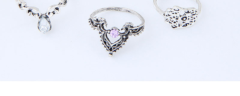 Fashion Silver Color+purple Diamond Decorated Hollow Out Ring(10pcs),Fashion Rings