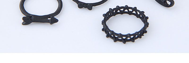 Fashion Black Moustache Shape Decorated Ring (6pcs),Fashion Rings