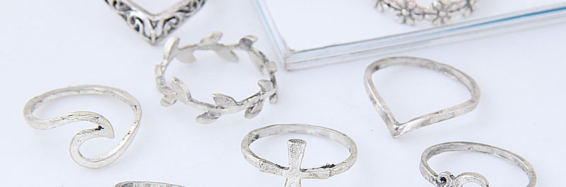 Fashion Silver Color Leaf&flower Shape Decorated Ring (10pcs),Fashion Rings