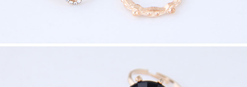 Fashion Gold Color Diamond Decorated Double Layer Ring(6pcs),Fashion Rings