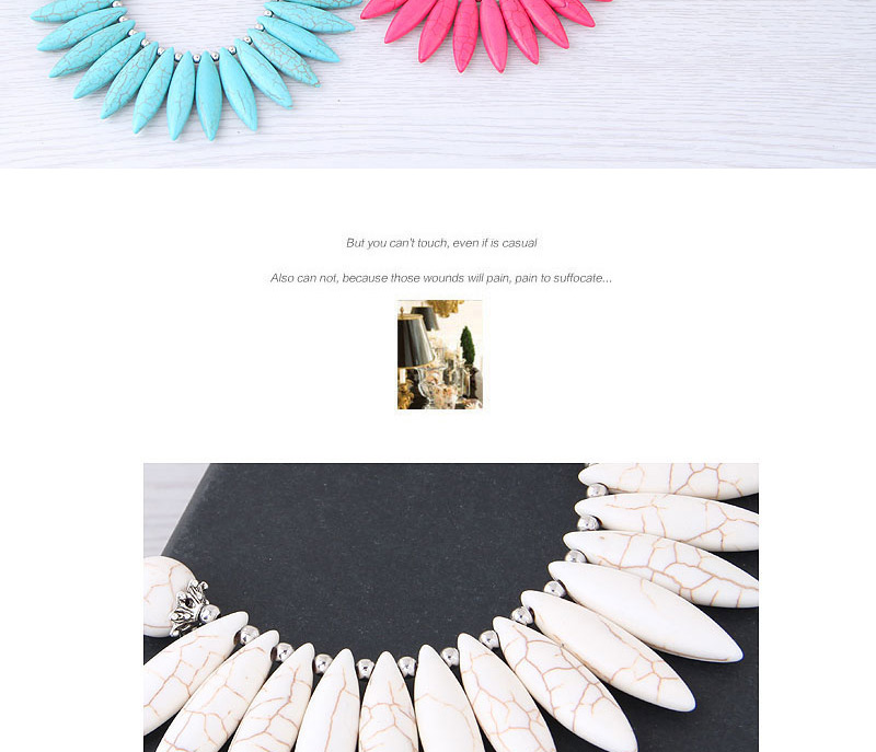 Bohemia White Oval Shape Deign Pure Color Necklace,Beaded Necklaces