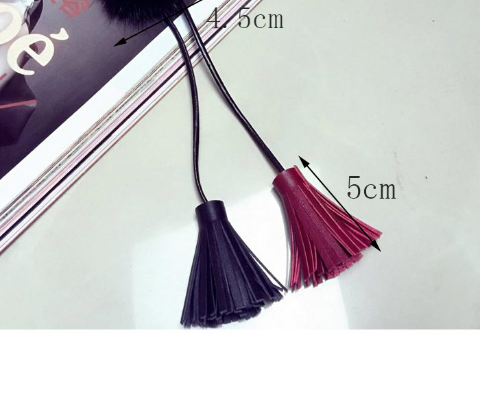 Fashion Black Tassel&fuzzy Ball Decorated Necklace,Thin Scaves