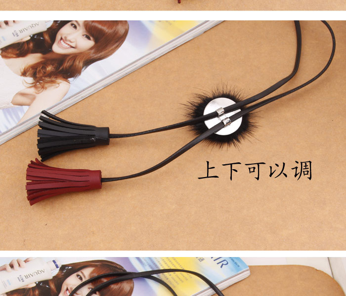 Fashion Black Tassel&fuzzy Ball Decorated Necklace,Thin Scaves