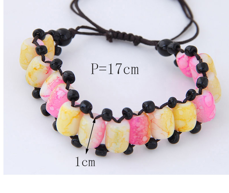 Fashion Yellow+pink Beads Decorated Color Matching Bracelet,Fashion Bracelets