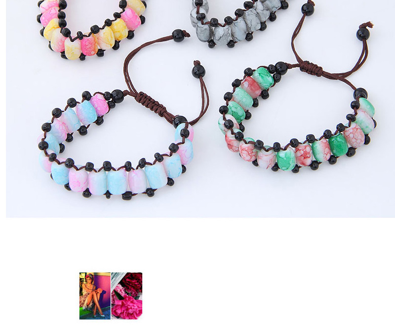 Fashion Blue+pink Beads Decorated Color Matching Bracelet,Fashion Bracelets